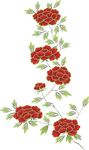 手绘枝条上盛开的红色花朵