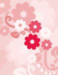 粉底红花白花图案