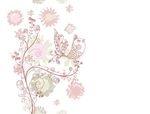简洁淡雅手绘线条花鸟组合