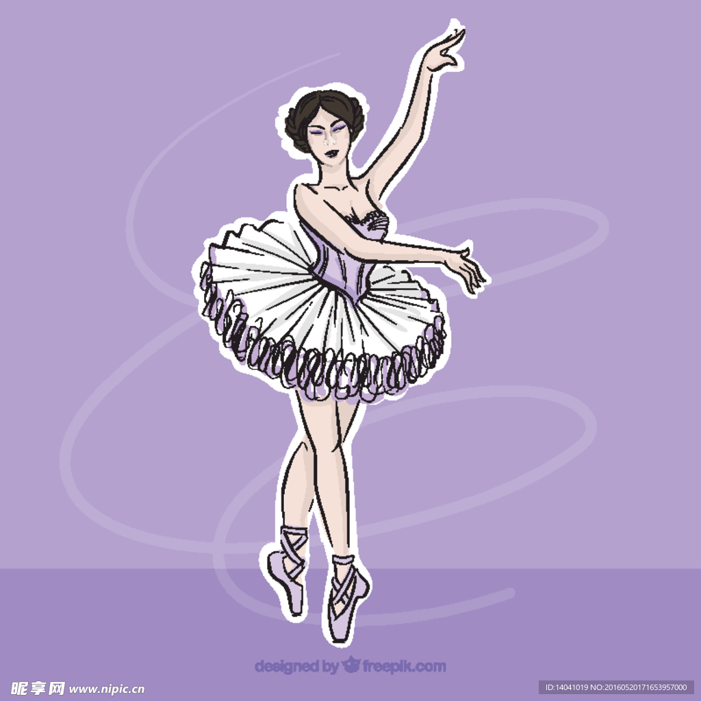 手绘经典芭蕾舞演员