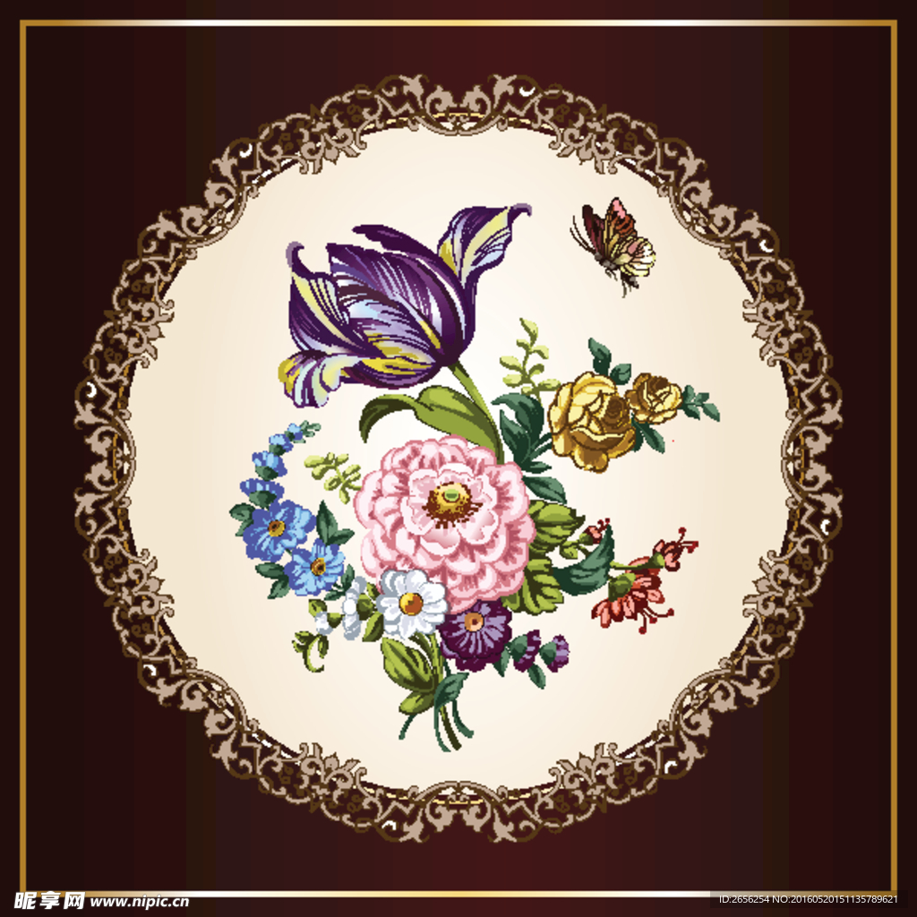 古典花鸟蝴蝶 欧式画框