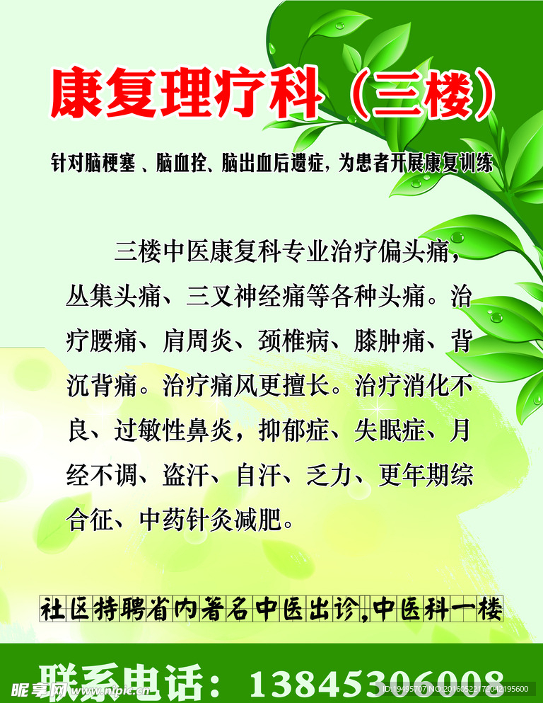 康复理疗 展板