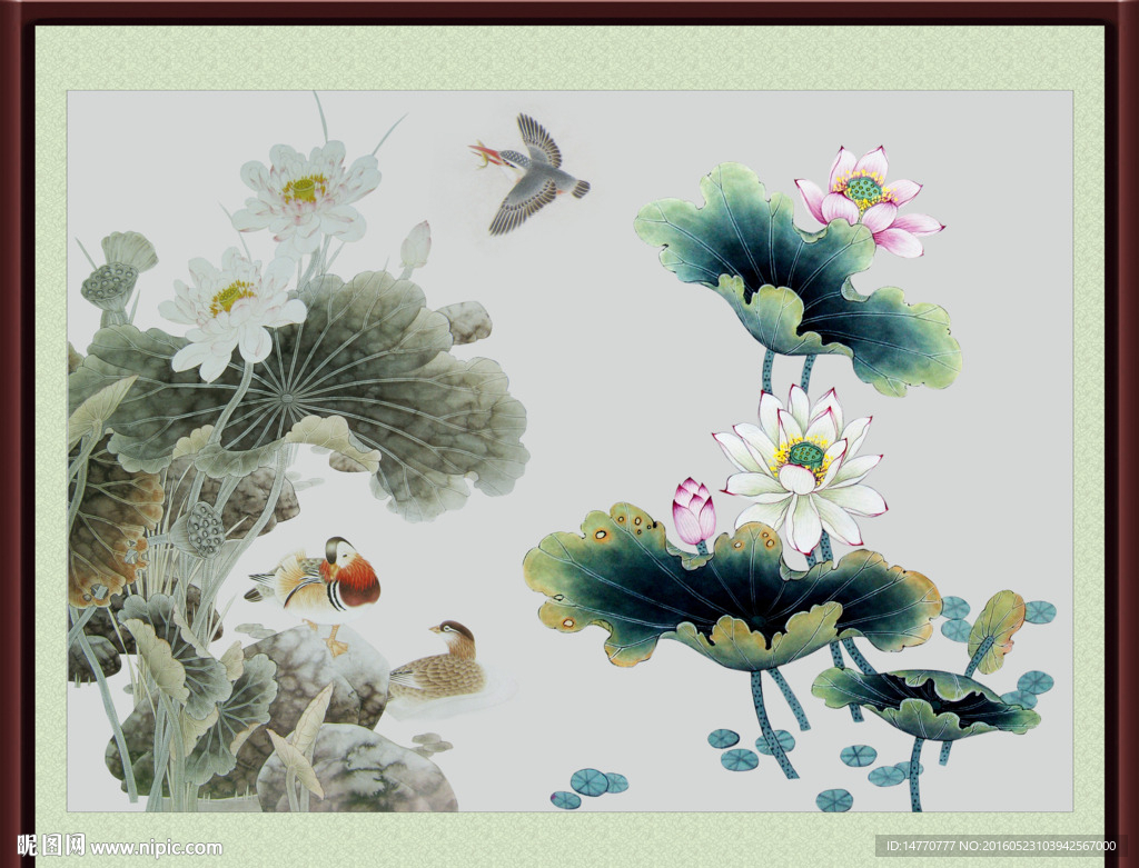 荷花壁画