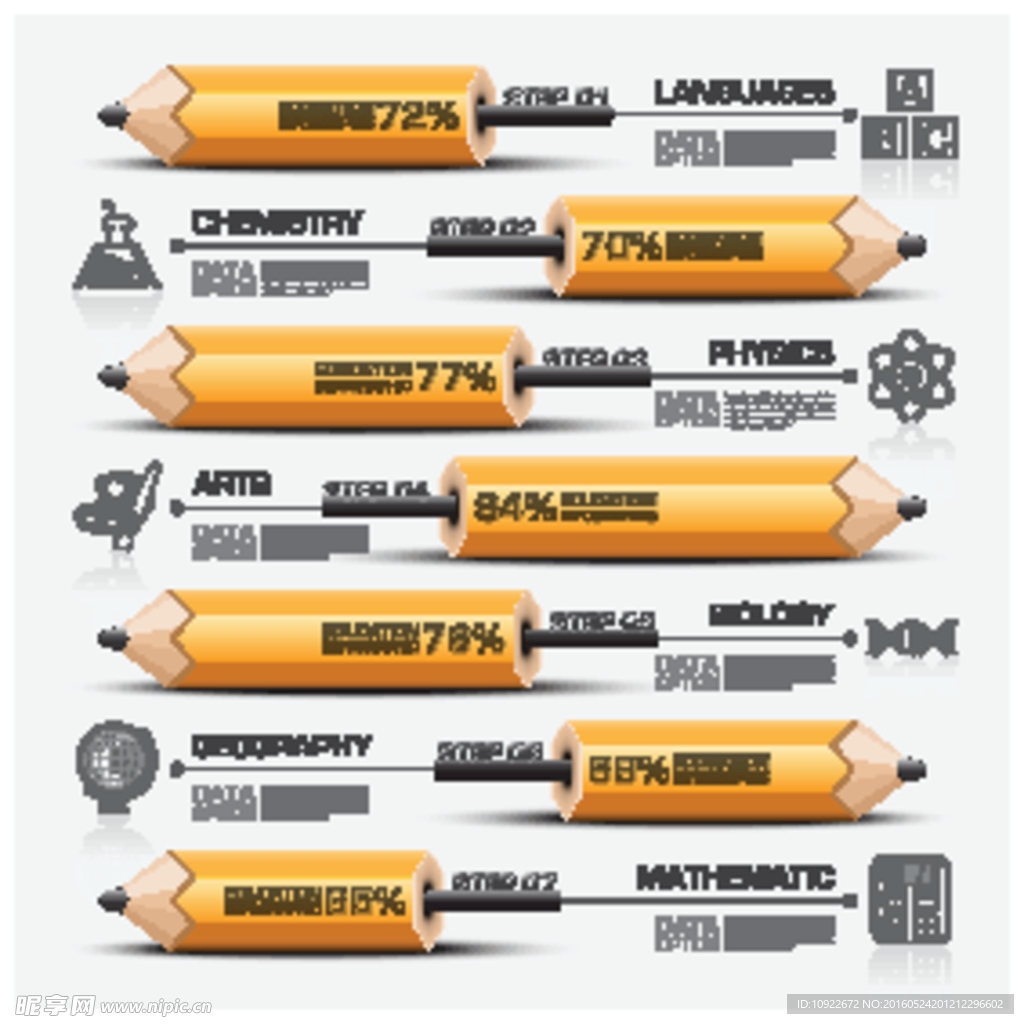 精美铅笔商务 信息图表