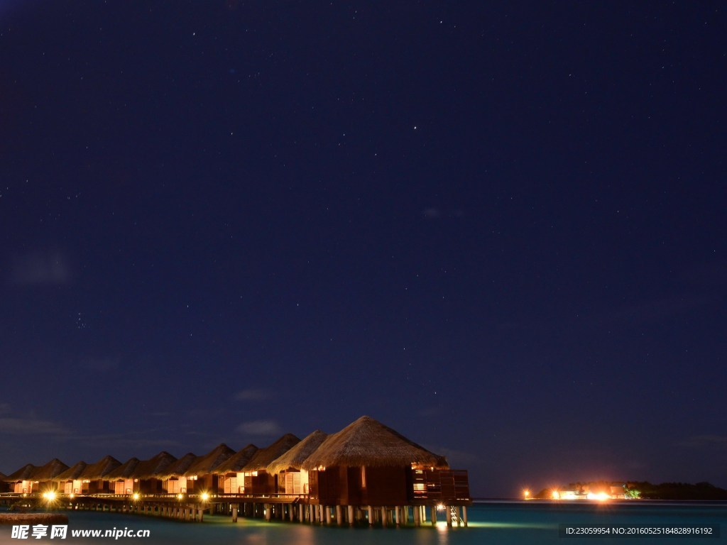 马尔代夫 海边  夜景