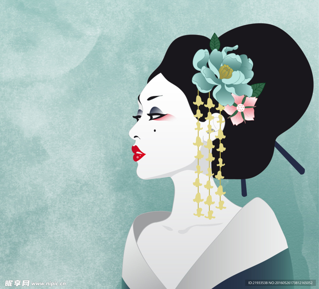 日本艺伎设计矢量素材