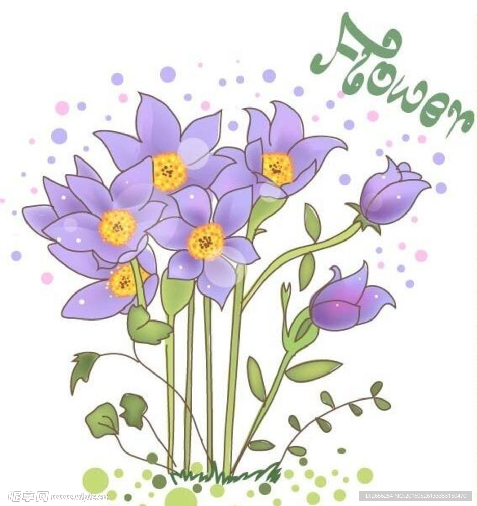 紫色水仙花手绘插画
