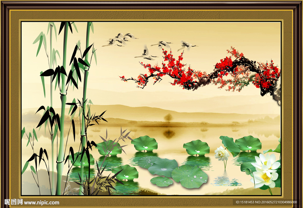 梅花图 竹子
