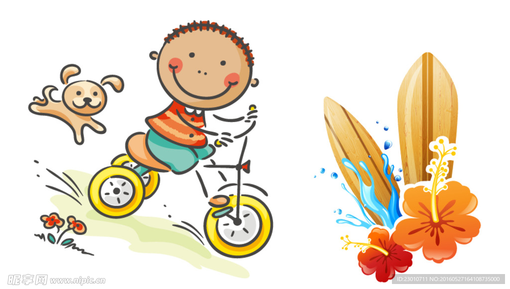 骑行儿童 花朵 滑板