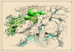 温泉池手绘效果