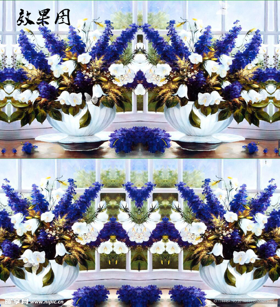 油画蓝色花卉视频背景