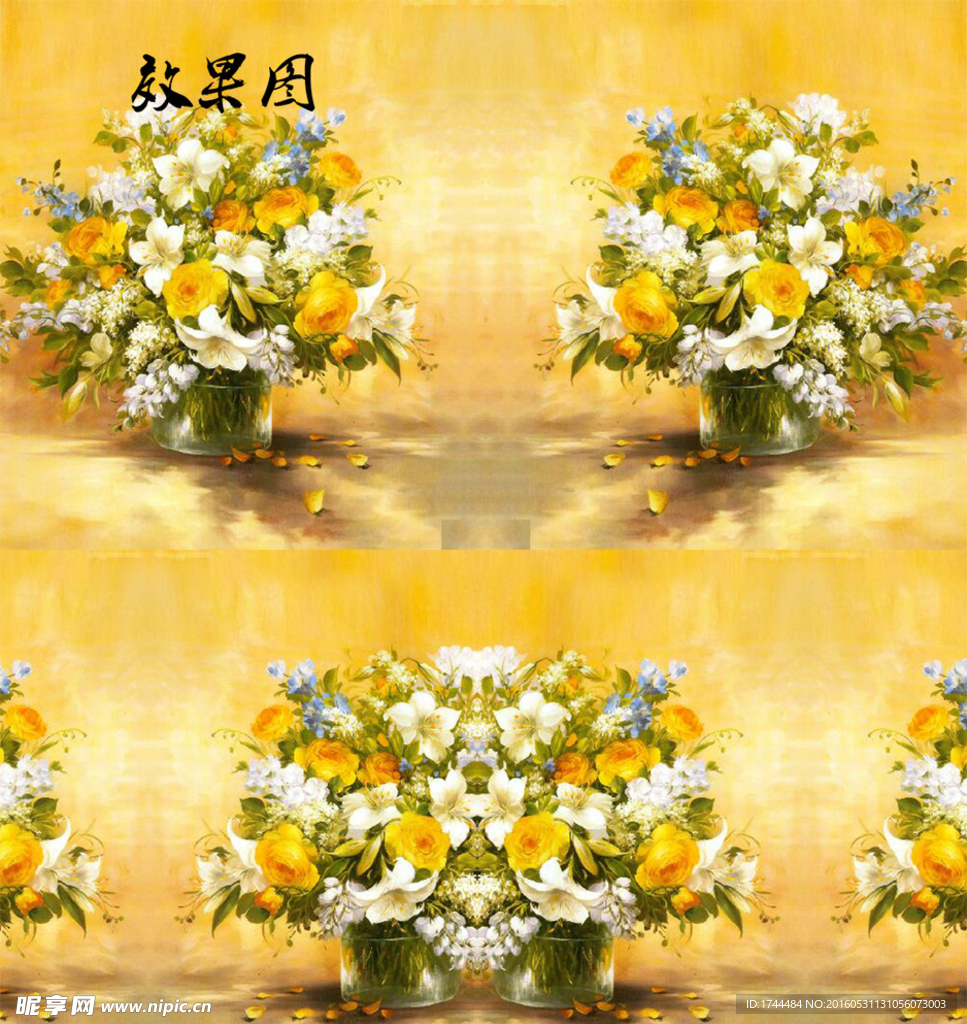 油画白色黄色花卉视频背景