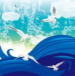 矢量海浪与海鸥