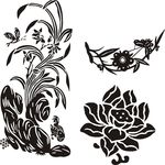 兰花 荷花 蝴蝶 剪纸