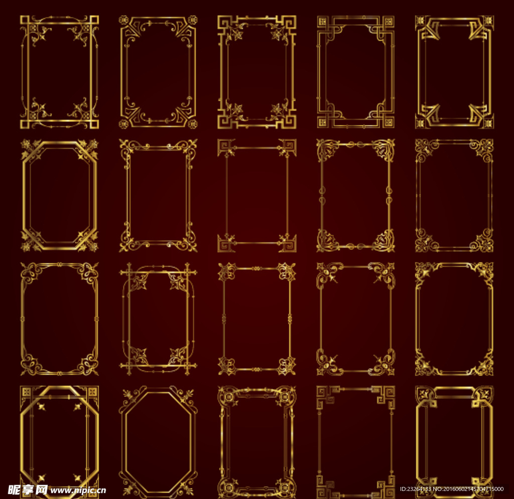 金色欧式花纹边框矢量素材