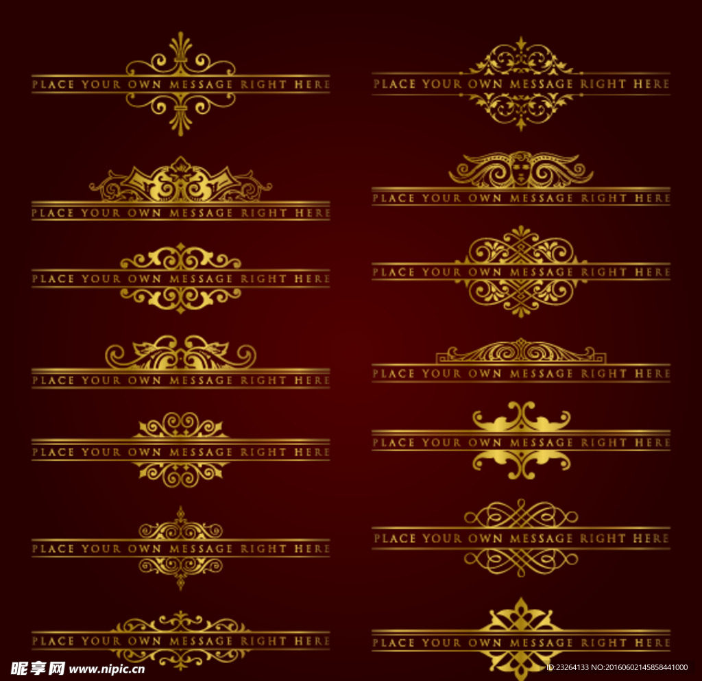 金色欧式花纹边框矢量素材