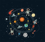 创意太空和宇航员插画矢量素材