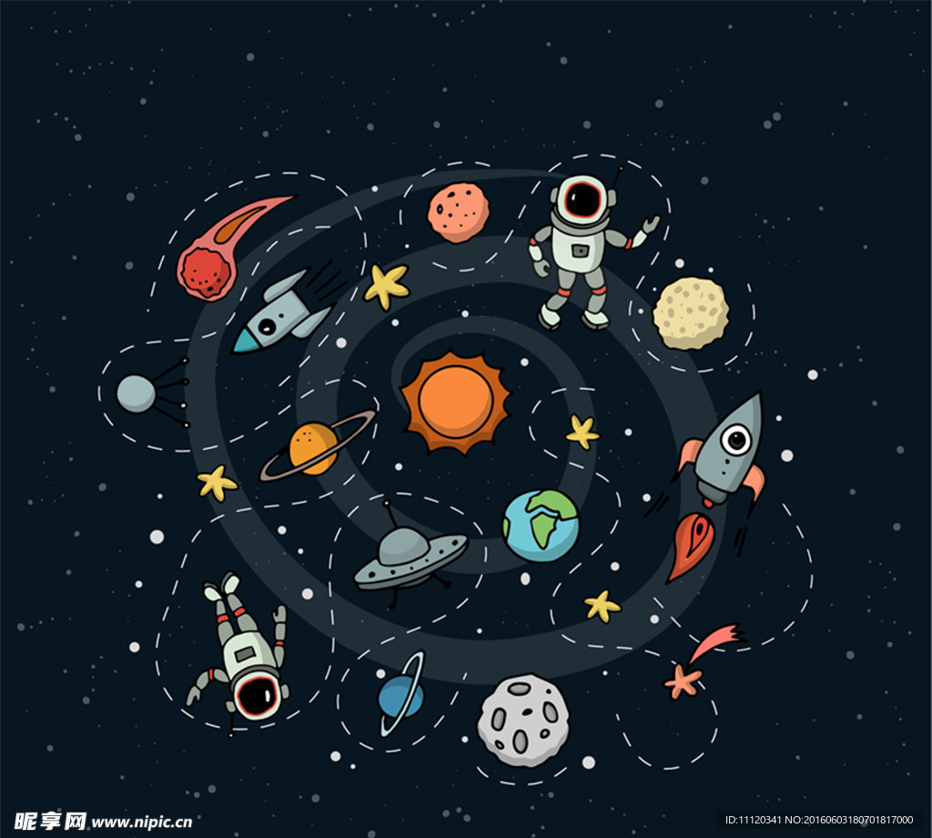 创意太空和宇航员插画矢量素材
