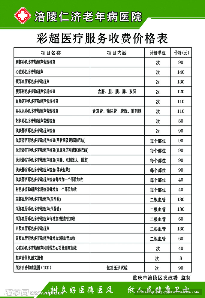 彩超收费标准