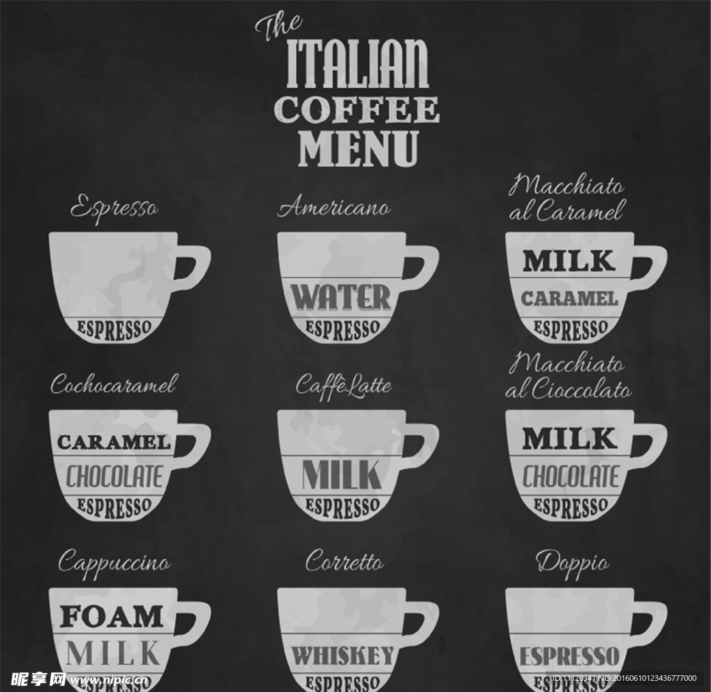 创意意大利咖啡单矢量素材