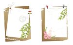 夹子绿叶小花纸张边框