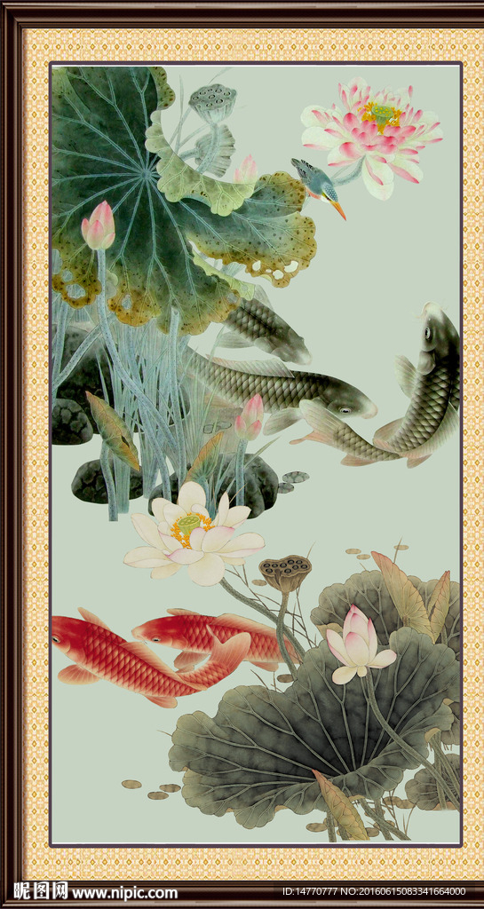 荷花鲤鱼图