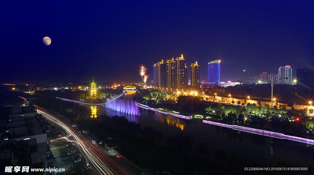 城市夜景 小城 夜景