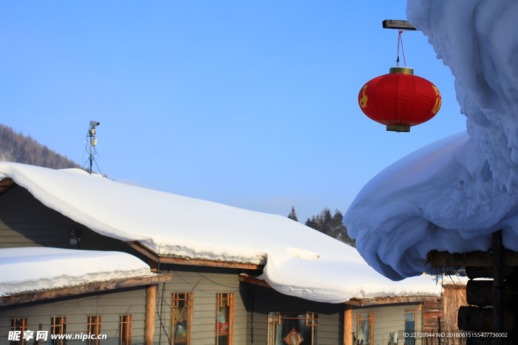 中国雪乡屋顶