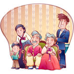 卡通韩国家庭矢量素材