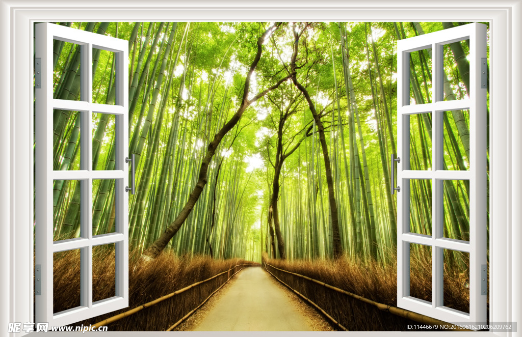 3D窗户竹林