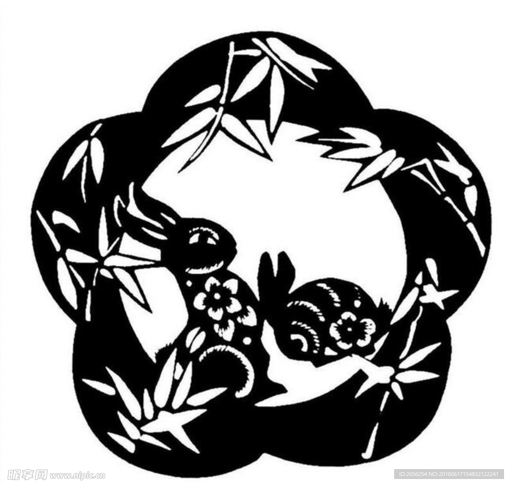 花形兔子 剪纸