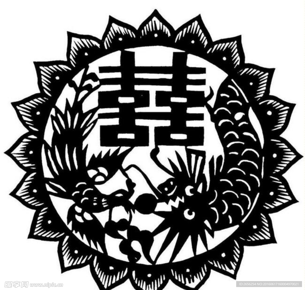 向日葵花形双喜龙凤