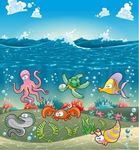 卡通海底生物插画