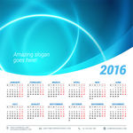 蓝色2016时尚年历矢量素材