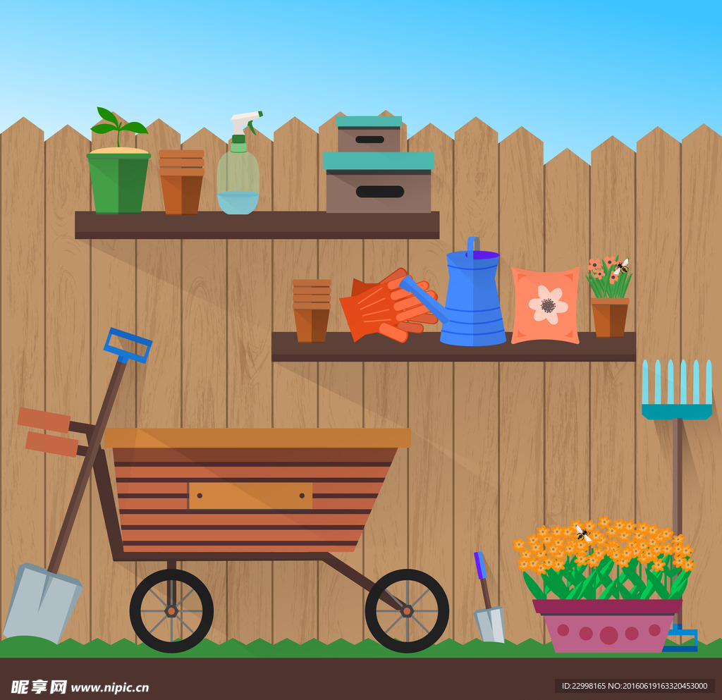 工具 购物车 花