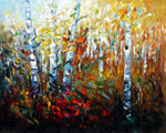 桦树林 风景油画