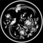 月季花花鸟圆盘挂件灰度精雕图