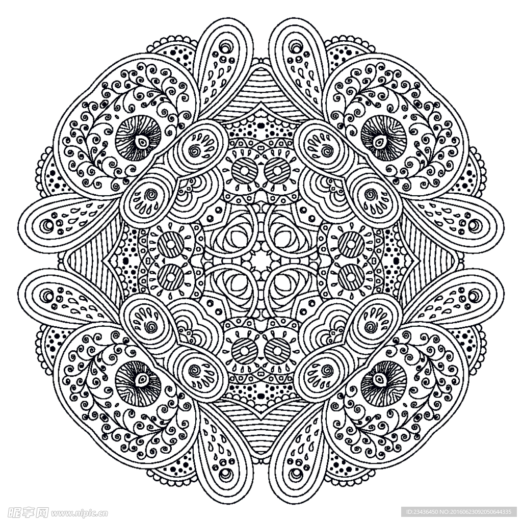 黑白古典花纹矢量素材