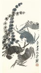 齐白石书法绘画艺术水草螃蟹