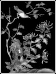 菊花花鸟浮雕灰度图精雕