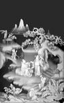 八仙人物浮雕山水人物风景灰度图