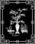 竹子花瓶浮雕灰度图博古