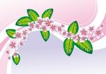 粉色花朵绿叶动感曲线