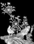 菊花公鸡四季花 浮雕灰度图BM