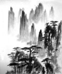 水墨山水画  树   绘画