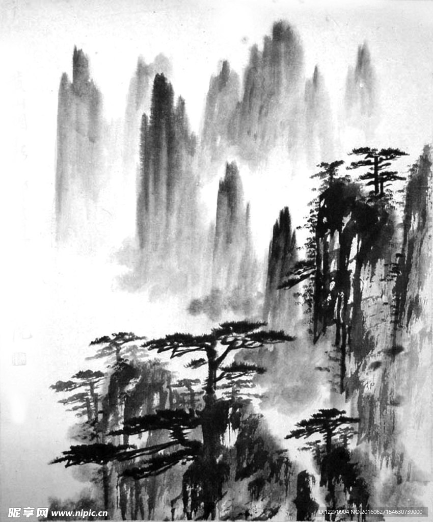 水墨山水画  树   绘画