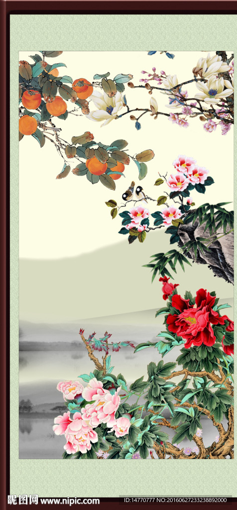 牡丹花鸟