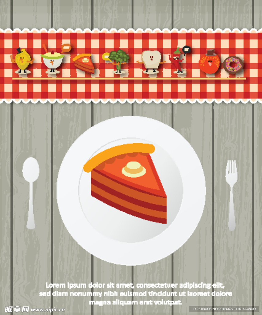卡通 蛋糕 餐具 食物 海报