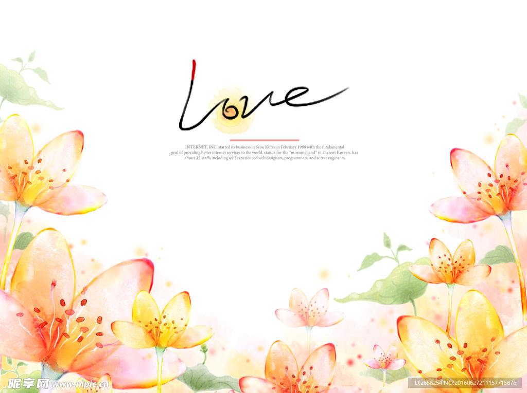 LOVE 手绘花朵底纹