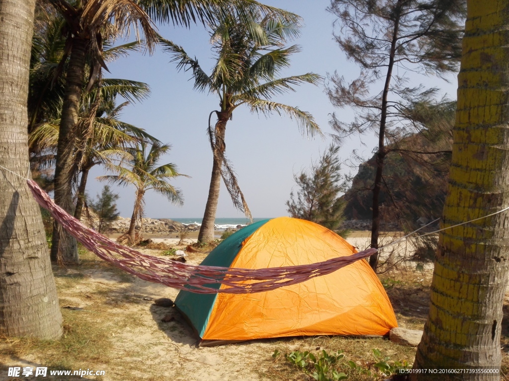 海边椰树帐篷